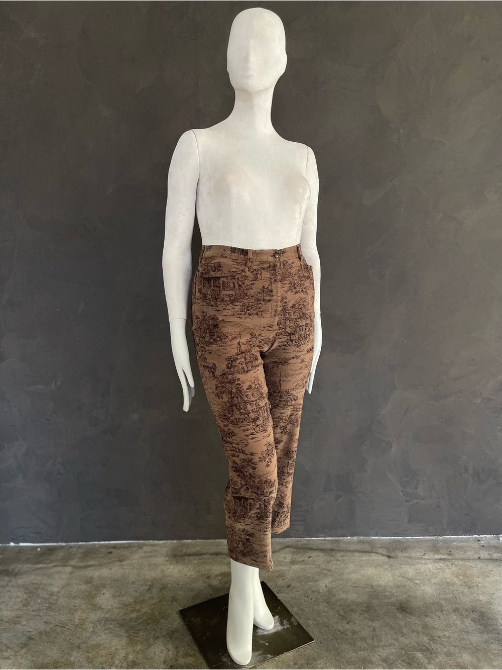 Jones New York Sport Brown Scenic Toile Print Stretch Straight Leg Pants 12